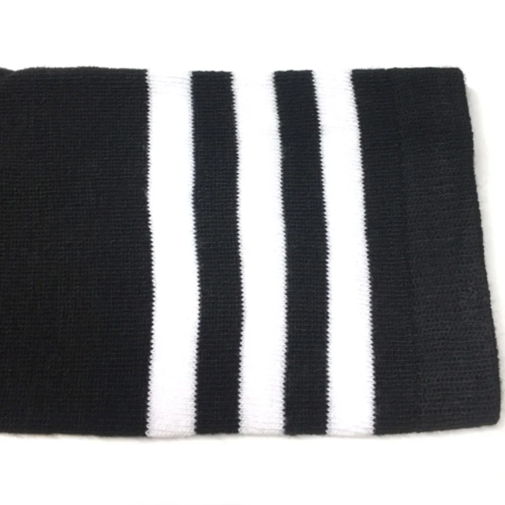Black Thigh High Socks White Stripes Over The Knee Athletic Socks